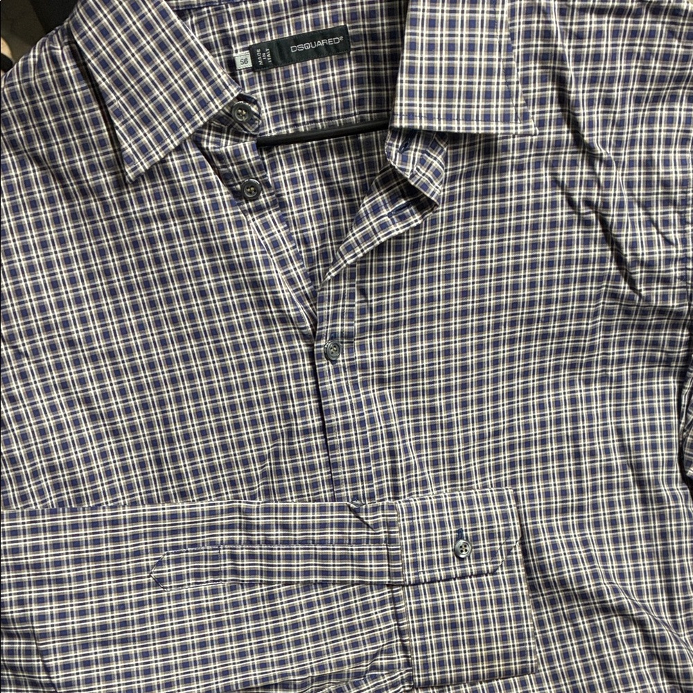 DSQUARED2 Men's Navy Plaid Shirt |XXL